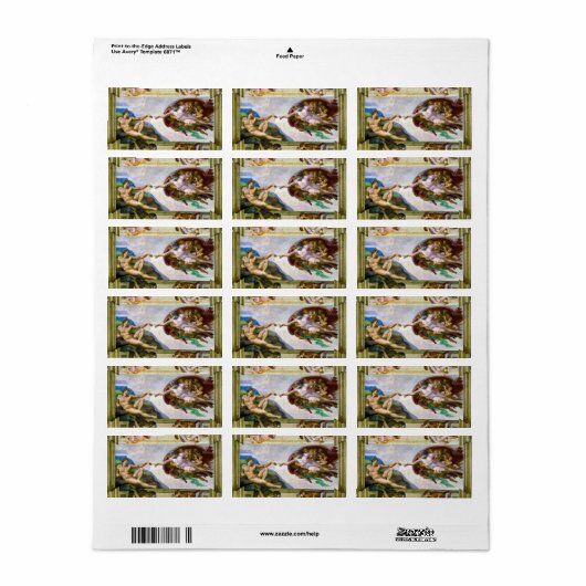 De creatie van Adam door Michelangelo Etiket (Full Sheet)