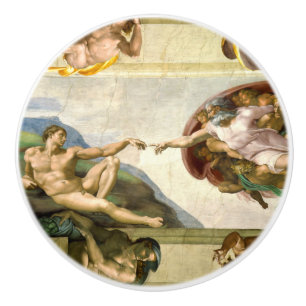 De creatie van Adam door Michelangelo Fine Art Keramische Knop