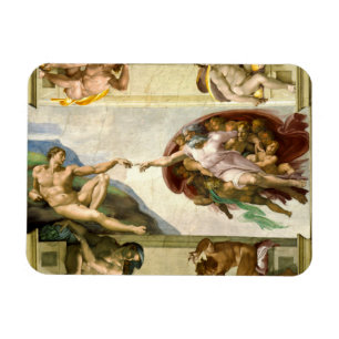 De creatie van Adam door Michelangelo Fine Art Magneet