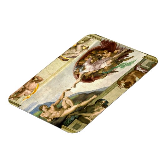 De creatie van Adam door Michelangelo Fine Art Magneet (Linkerzijde)