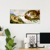 De creatie van Adam door Michelangelo Poster (Thuiskantoor)