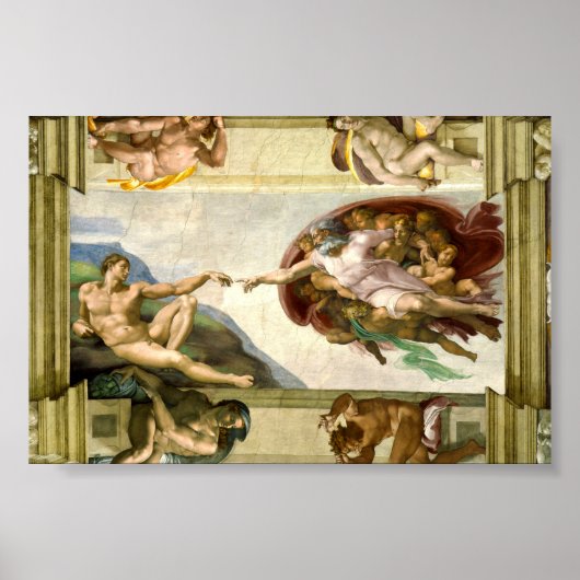 De creatie van Adam door Michelangelo Poster (Voorkant)