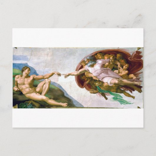 De creatie van Adam, Michelangelo, 1508-1512 Briefkaart (Voorkant)