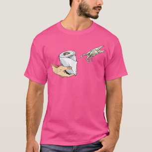 De creatie van Adam Michelangelo Art Hands Skelet T-shirt