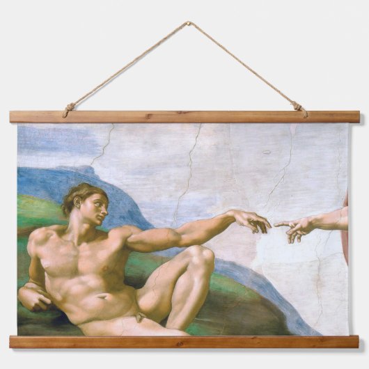 De creatie van Adam, Michelangelo Hangend Wandkleed (Voorkant)