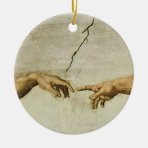 De creatie van Adam sluit detail op Keramisch Ornament