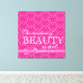 "De creatie van schoonheid is kunst" roze strik da Canvas Afdruk (Insitu (Houten vloer))