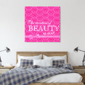 "De creatie van schoonheid is kunst" roze strik da Canvas Afdruk (Insitu (Slaapkamer))