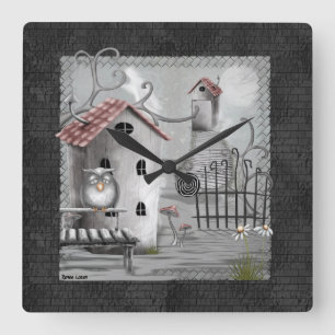 De Creek Gothic Folk Art Vierkante Klok
