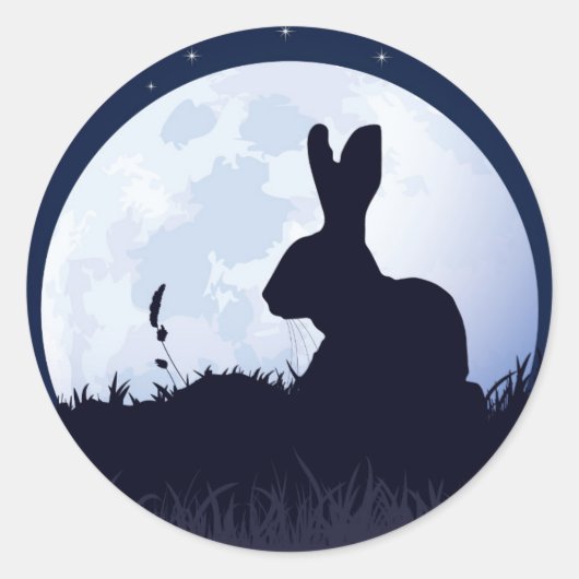 DE CREGGAN WHITE HARE RONDE STICKER (Voorkant)