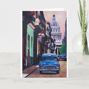 De Cubaanse Scène van de Straat Oldtimer in Havana Kaart