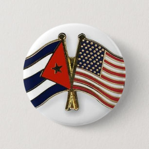 De Cubaanse vlag en de Amerikaanse vlag Ronde Button 5,7 Cm