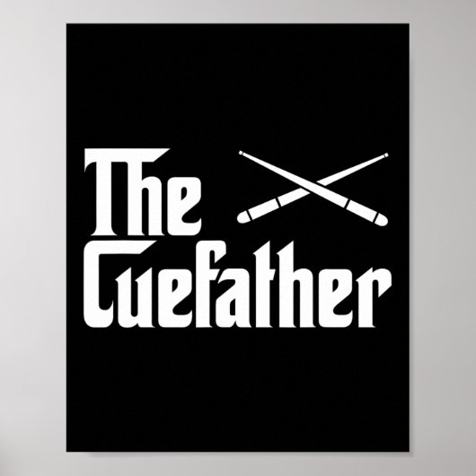 De Cue Father Funny Pool Billiards Player Gift Poster (Voorkant)
