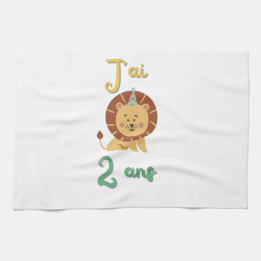 De Cuisine Linge j'ai 2ans - cadeau anniversaire Lion  (Horizontal)
