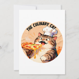 De Culinaire Kat met Pizzakat Chef die Pizza Vasth Kaart