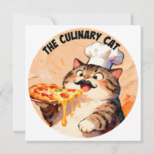 De Culinaire Kat met Pizzakat Chef die Pizza Vasth Kaart