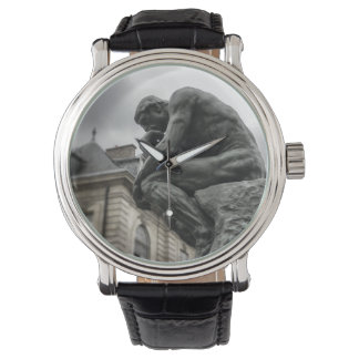 De culptuur van Thinker Rodin Paris Horloge