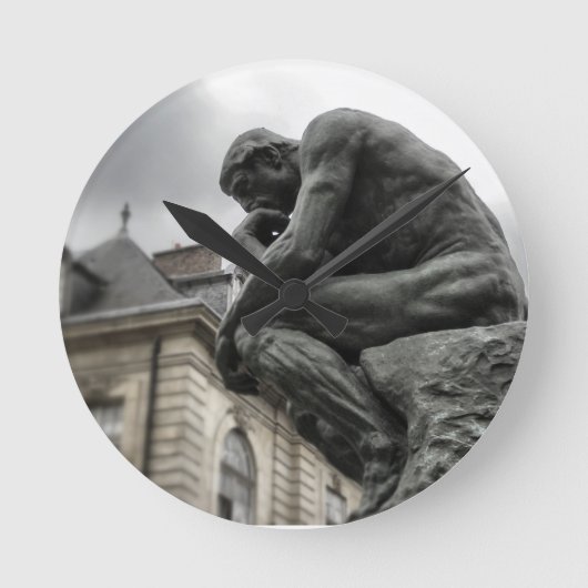 De culptuur van Thinker Rodin Paris Ronde Klok (Voorkant)