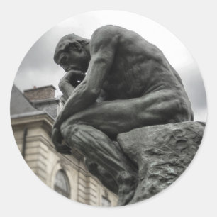 De culptuur van Thinker Rodin Paris Ronde Sticker