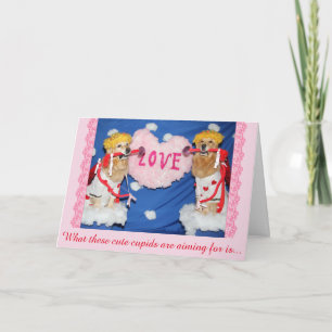 De Cupido's van het golden retriever van Liefde Feestdagen Kaart