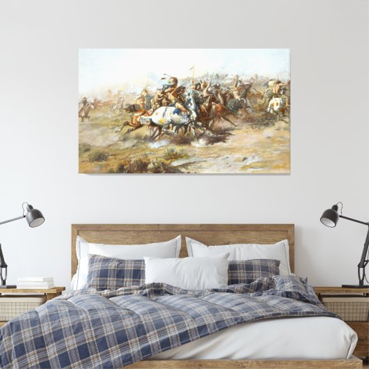 De Custer vecht tegen Charles Marion Russell Canvas Afdruk (Insitu (Slaapkamer))