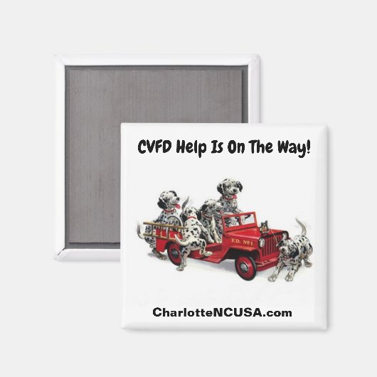 De CVFD hulp is onderweg! Dalmations Firefighters Magneet (Voorkant / Achterkant)