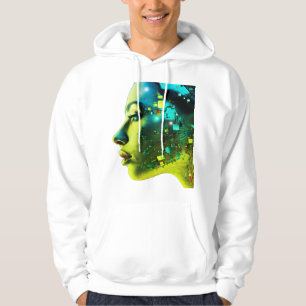 De Cyborg Vrouw op een Gezellige Lange Mouwen Wit Hoodie