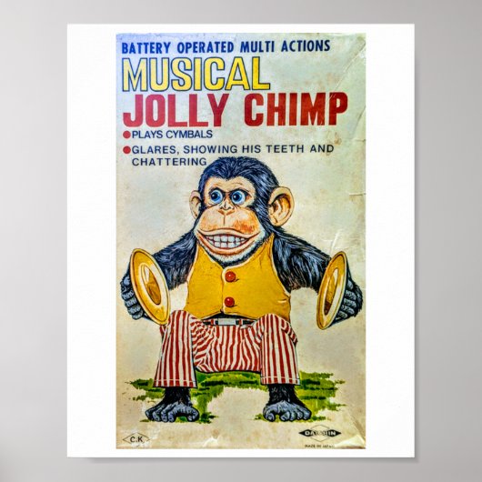 De Cymbal Monkey Sticker Poster (Voorkant)