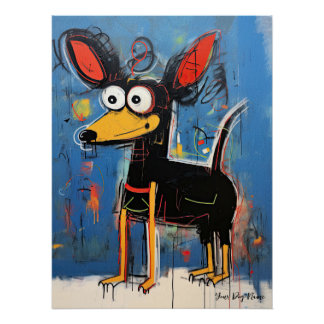 De Dachshund Hond Graffiti 02 - Leonardo Abbacchio Perfect Poster
