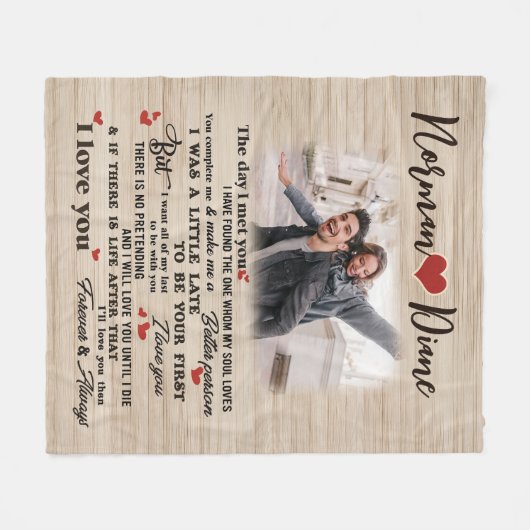 De dag dat ik je ontmoette gepersonaliseerde aange fleece deken (Voorkant (Horizontaal))