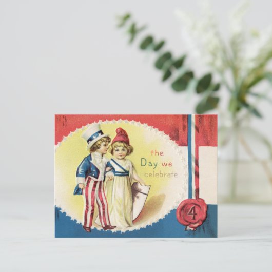 de dag dat we 4 juli vieren briefkaart (Staand voorkant)