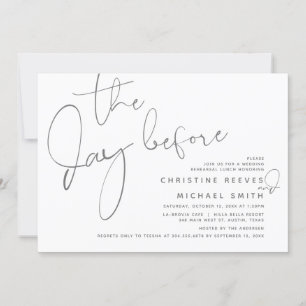 De dag ervoor, bruiloft repetitie diner of brunch kaart