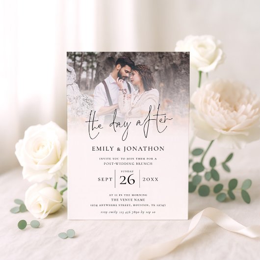 De dag na de foto bruiloft brunch kaart