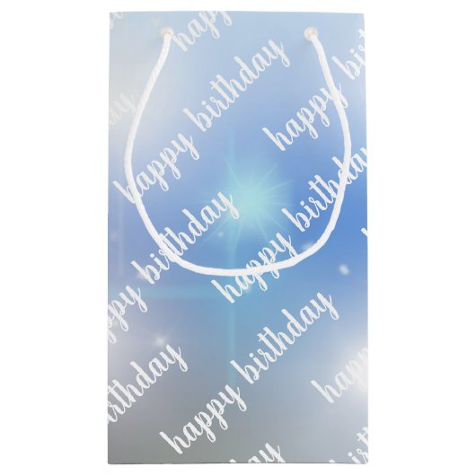 de dag van de blauwe en witte bokeh klein cadeauzakje (Achterkant)