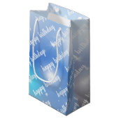 de dag van de blauwe en witte bokeh klein cadeauzakje (Voorkant Gekanteld)