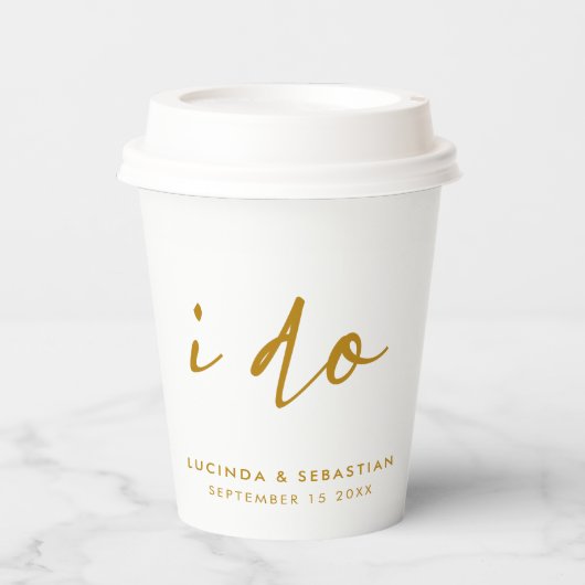 De dag van de bruiloft Elegant Minimale Eenvoudige Papieren Bekers (Voorkant)