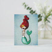 De dag van de dode mooie zeemeermin briefkaart (Staand voorkant)