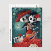 De dag van de dode skeletovers briefkaart (Voorkant / Achterkant)