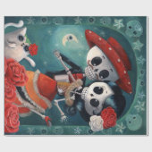 De dag van de dode skeletovers cadeaupapier (Vlak)