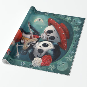 De dag van de dode skeletovers cadeaupapier