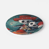 De dag van de dode skeletovers papieren bordje (Gekanteld)