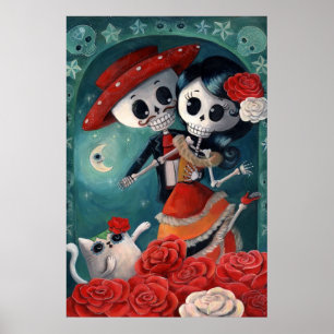 De dag van de dode skeletovers poster