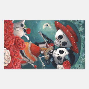 De dag van de dode skeletovers rechthoekige sticker