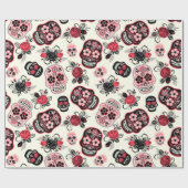 De dag van de dode suikerschedels en het patroon v cadeaupapier (Vlak)