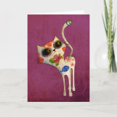 De dag van de Dode Witte Leuke Kat Kaart (Voorkant)