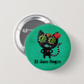 De dag van de Dode Zwarte Kat Ronde Button 5,7 Cm (Voorkant /achterkant)