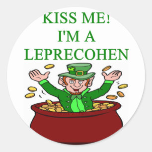 de dag van de eerste patrick leprechaun - joodse i ronde sticker
