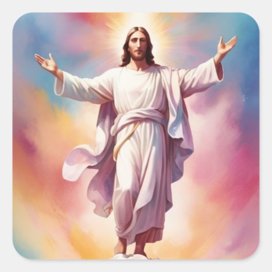 De Dag van de Heer Jezus Vierkante Sticker (Voorkant)