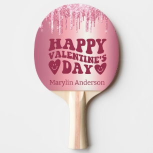 DE DAG VAN HAPPY VALENTINE PINK GLITTER DRIP CUSTO TAFELTENNISBATJE