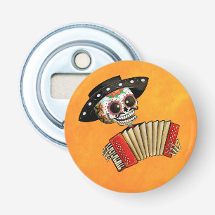 De dag van het dode skelet El Mariachi Button Flesopener
